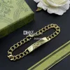 Bracelets à chaînes dorées classiques, tendance, hip hop, plaqué lettres, pour hommes et femmes, chaînes à maillons larges, avec boîte cadeau