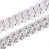 Test passé Chain lourd 16 mm 18 mm 20 mm Iced Out S925 Silver White Gold plaqué avec 4rows Iced Out Moisanite Cuban Chain Link
