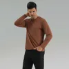 Lu Herren The Fundamental Langarm-T-Shirt, männliches Sweatshirt, Fitnessstudio, nackt, Outdoor-Sport, Fitness, Business, Pendler-Top-Shirts