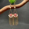 Dangle Earrings Charm Garnet Grape Long Tassel Design Earring Chinese Ancient Style Gem Hook For Women Retro Jewelry Gift