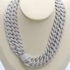 Full Iced Out Moissanite Cuban Chain Sterling Silver925 Hip Hop Jewelry 14mm Bredd 2 Rows Halsband