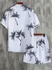 Men's Tracksuits Men Random Palm Tree Print Shirt & Drawstring Waist Shorts Without Tee