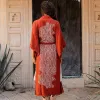 الخندق البوهيمي على الطراز الكتان الصيفي معطف الصيف Cardigans 3d طباعة Kimono Morandi ملونة الصلبة الزي الفاخر معطف الخندق تغطية الشاطئ