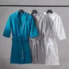 Homens sleepwear top qualidade waffle roupão homens normal grosso absorvente banho robe masculino primavera outono sólido mulheres casais vestido 2024