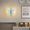 Lâmpada de parede nórdica quarto infantil adorável borboleta modelagem menino menina quarto cabeceira luz moderna criança arandelas