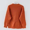 Chemisier Orange en tricot grande taille pour femme, vêtements d'automne et d'hiver, pull de couleur unie, vêtements pour femme, Cardigan manteaux hauts