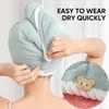 Serviette à séchage rapide pour cheveux, bonnet de douche en molleton de corail pour femmes, bain long et doux