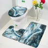 Ensembles de tapis de bain en marbre noir lignes gris or créatif abstrait géométrique Art maison salle de bain décor tapis anti-dérapant couvercle de toilette couverture 240226