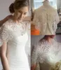 Elegant höstbridvagor Scoop ärmlös Wedding Cape Lace Applique Beads Tulle Plus Size Bolero Jackets1017536