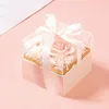 Square Acrylic Gift Box with Ribbon Rose Bouquet Arrangement Surprise Craft DIY Present Souvenir Wrapping Boxes 240223