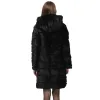 Fur Real Rabbit Fur Coat With Hood Sale New Long Style Winter Women's Natural Leather Luxury Black Thick Warm Whole Skin Fur Jacket