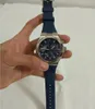 Newest Watches 42mm Overseas Dual Time Power Reserve Automatic Mens Watch 47450/000A-9039 Blue Dial Rubber Strap Gents Wristwatches