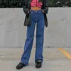 女子ジーンズオールネオン90年代アーガイル格子縞のジーンズY2K美学ウエストブルーデニムズボンヴィンテージインディースカイ衣装240304