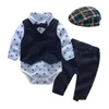 Baby kostymer födda pojkekläder romer väst hatt formell kläddräkt fest fluga barn småbarn födelsedagsklänning 0 24 m 240127 drop d dhr31