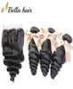 Bella Hair 8A cheveux paquets avec fermeture Extensions brésiliennes trame haut dentelle noir vague lâche pleine tête 5582697