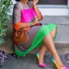 Kleider Sommer Freizeitkleid Regenbogen Gestreift Afrikanische Frauen Mode A-Linie Lose Büro Damen Arbeitskleidung Elegantes Minikleid Weiblich Kurz