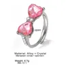 Cluster Ringen IPARAM Kpop Retro Gothic Roze Kristal Hart Metalen Ring Voor Vrouwen Meisjes Open Punk Geometrie Party Mode-sieraden