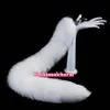 70 cm 27 5-véritable véritable queue de fourrure de renard blanc bouchon en métal inoxydable Anal godemichet Anal insérer bouchon Sexy Cosplay Toy258m