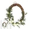 Couronne de fleurs décoratives de pâques avec œufs éclairés au printemps, joli décor Floral artificiel d'intérieur, esthétique