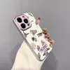 Fashion Flower Pu Leather Factions for iPhone 15 Pro 14 Plus 13 12 11 XR X XS Max Camellia chromed Metallic Silver Bling Lucky Hard Pc TPU shockproof fine hole cover