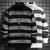 Men's Sweaters Fashion Autumn And Winter Mens Sweater Turtleneck Knitwear Striped Pullovers Men Clothing Casual Tops Comfortable Ropa Hombre