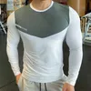 メンズTシャツカスタムブランクウルトラソフトポリエステルスパンデックスクイックドライロングスリーブプレーンTシャツメンズスポーツTシャツL240304