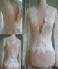 Vintage mariage Wrap boléro vestes blanc ivoire mariage haut dentelle à manches longues festonné col en V personnalisé grande taille accessoires de mariée1925885