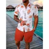 2024 Zomer Sets Print Revers Korte Mouw Casual Shirt Strand Shorts Streetwear Vakantie Hawaiiaanse Pakken Mannen Cothing