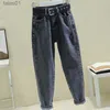 Kvinnors jeans jeans rökgrå och vinterversion lös midja tunn all-match Harlan Dad Pants Tide 240304