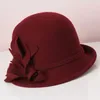 Berets H730 Mulheres Fedoras Chapéu Feminino Outono Inverno Retro Elegante Lã Feltro Cloche Cap Coreano Moda Tridimensional Flor Chapéus Quentes