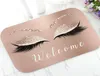 Trendy Rose Gold Glitter Wimpers Welkom Deurmat Sparkly Make-up Rubber Deurmat Tapijt Tapijt Chic Home Beauty Studio Decor Y28371499