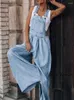 Damesjeans Damesjeans Wijde pijpen jumpsuits Dames blauwe denim overalls Losse mode Hoge taille Zomerzak Moeder 240304