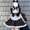 Abiti da festa CON Costume da cameriera gotico Lolita bianco nero Costume da ragazza morbida di Halloween Abito a maniche corte con fiocco dolce e carino