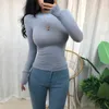 Kvinnor Oneck Thin Tshirt Plain Solid Color Perspective Pullover Tops 2023 Casual Autumn Long Sleeve BodyCon Stretch Basic Tee 240301