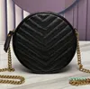 Luxury round camera bag quilted grain embossed leather designer chain shoulder strap handbag women