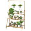 Other Garden Buildings 3-Tier Hanging Plant Stand Storage Shelf Folding Flower Pot Organizer Display Storage Rack Adjustable Hanger Rod Bamboo Patio YQ240303