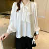 Women's Blouses Autumn Ladies Elegant Full Sleeve Office Women Shirts Tops Single Breasted Blusas Bow Solid Loose Casual Shirt for