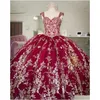 In Stock Special Occasion Dresses Bury Gold Quinceanera Dress 2023 Straps Neck Sparkle Floral Sequins Beading Tle Puffy Sweet 16 Gow Dhpo0