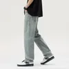 Мужские джинсы 2024, летние эластичные свободные прямые модные ретро-комплекты для подростков, длинные брюки