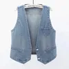 Mode Denim Weste Weibliche Streetwear V-ausschnitt Frauen Sommer Große Größe Weste Jeans Tops Sleevless Jacke Chaleco Mujer 6XL 240229