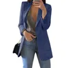 Womens Blazer Coat Stripe Open Front Pockets Cardigan Formell kostym Långärmad blus 240226