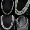 Iced Out Diamond Hiphop Halsband 20mm Tung kedja S925 Silver Tredjepartsbedömning D -klass Diamond Moissanite Kubansk halsband