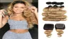 Ombre Hair Bundles With Closure 1B 27 Honey Blonde Brazilian Body Wave Hair 4 Bundles With 4x4 Lace Closure Remy Human Hair Extens6011039