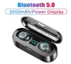 Nouveau casque sans fil F9 True TWS Bluetooth 50 écouteurs 2600mAh étui de chargement casques stéréo 8D avec double affichage LED MIC3197965