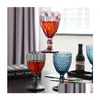 Verres à vin Gobelets en verre vintage en relief à tige assortie à boire de couleur pour l'eau jus de boisson 064523 Drop Delivery Home Gar DH961