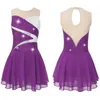 Abbigliamento da palcoscenico Ragazze per bambini Ginnastica Pattinaggio di figura Balletto Vestito da ballo lirico Dancewear Gonna a rete con paillettes lucide Tutu ballerina con strass