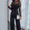 Jumpsuit Women Elegant Office Laides Bodysuit Long Sleeve Overalls Sexy Black Outfit Party Rompers Wed Leg Jumpsuits240304