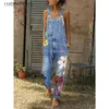 Women's Jeans Jeans Overalls Spring Autumn Flower Mid Waist Pocket Fashion Solid Long 240304