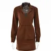 Hot Selling Womens Summer New Solid Color Suit Sexy Ol Light mogen Hot Girl Cardigan Button Top High midje kort kjol