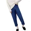 Women's Pants Fashion All-Match 2024 Candy Color High Waist Knit Cropped Straight Loose Casual Grandma